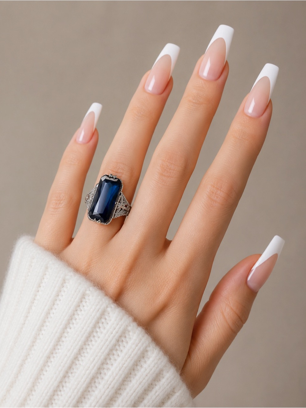 Statement Blue Crystal Filigree Cocktail Ring Size 8